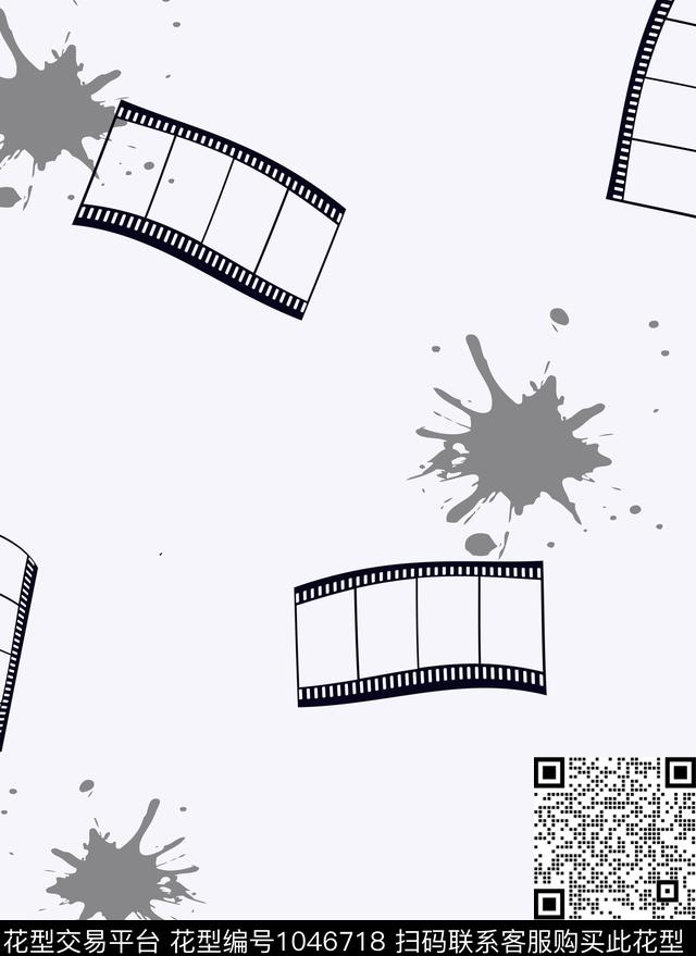 黑白华亿平台抽象男装胶片传统印花华亿平台下载（图片编号: 1046718） - 瓦栏（Walan）