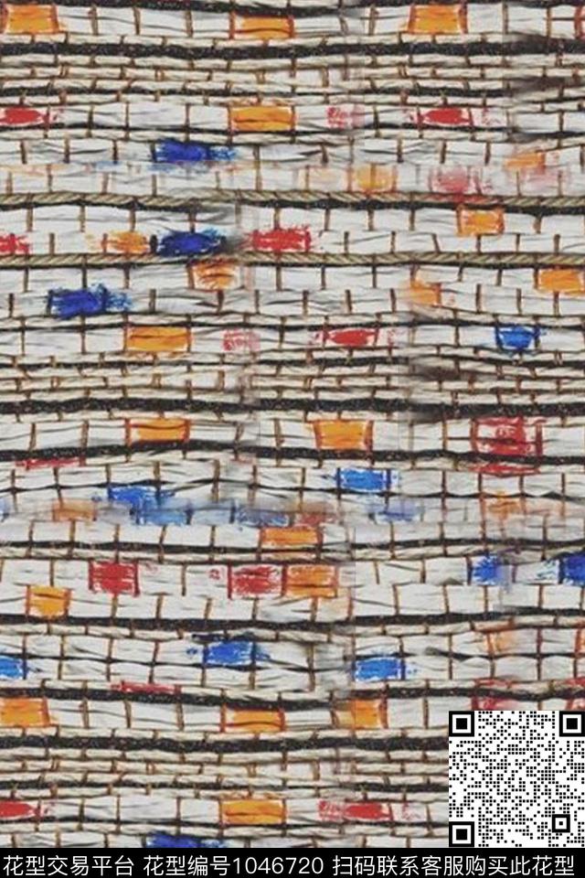 线条抽象几何数码印花华亿平台下载（图片编号: 1046720） - 瓦栏（Walan）