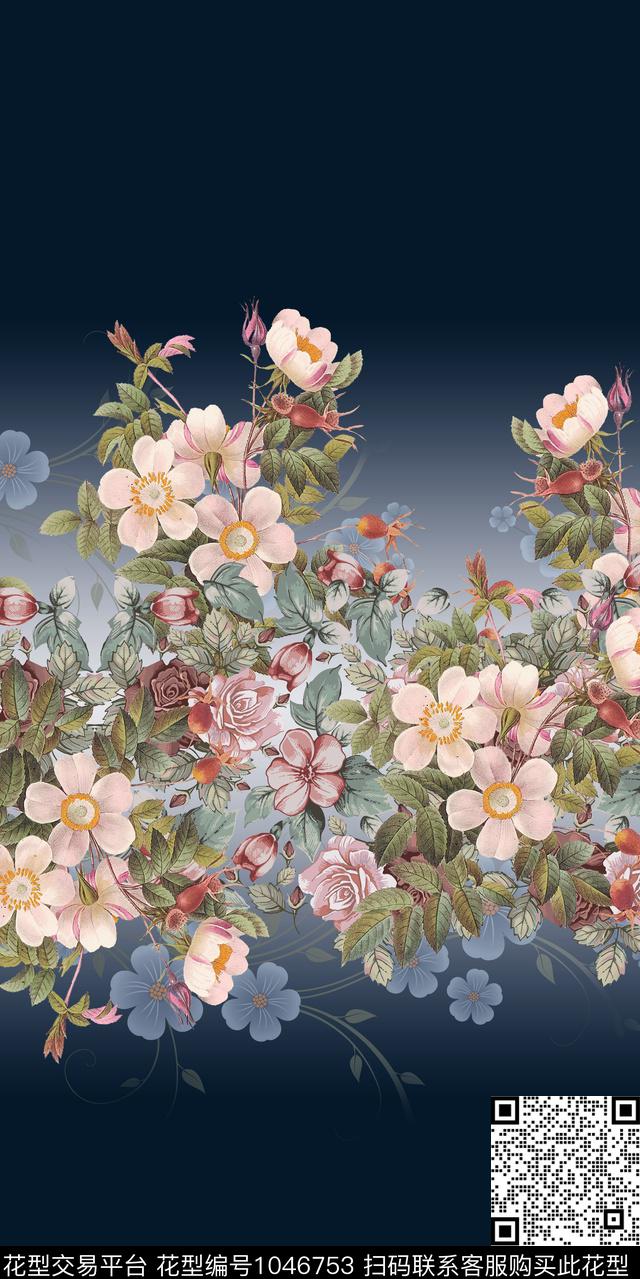 定位花纯色底数码华亿平台数码印花华亿平台下载（图片编号: 1046753） - 瓦栏（Walan）