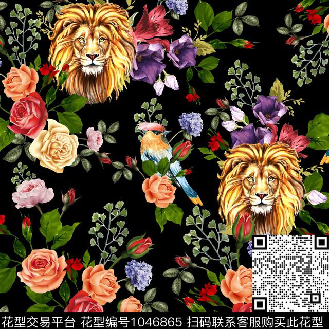动物花卉数码华亿平台手绘花卉数码印花华亿平台下载（图片编号: 1046865） - 瓦栏（Walan）