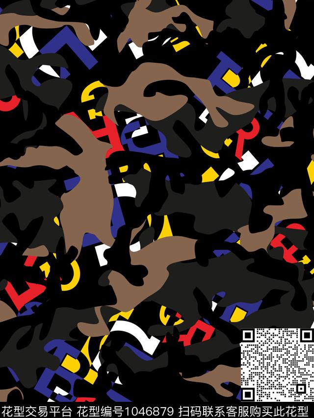 抽象几何大牌风数码印花华亿平台下载（图片编号: 1046879） - 瓦栏（Walan）