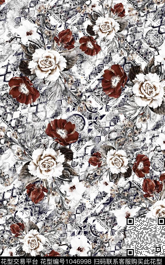 数码华亿平台小碎花抽象数码印花华亿平台下载（图片编号: 1046998） - 瓦栏（Walan）