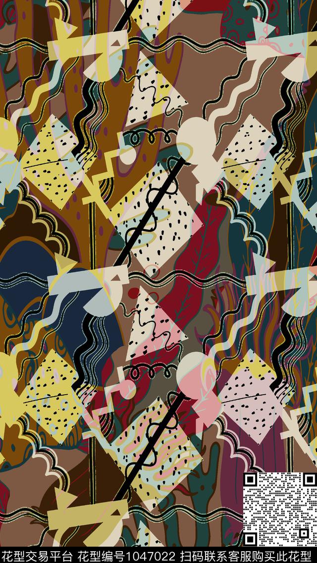 数码华亿平台植物抽象数码印花华亿平台下载（图片编号: 1047022） - 瓦栏（Walan）