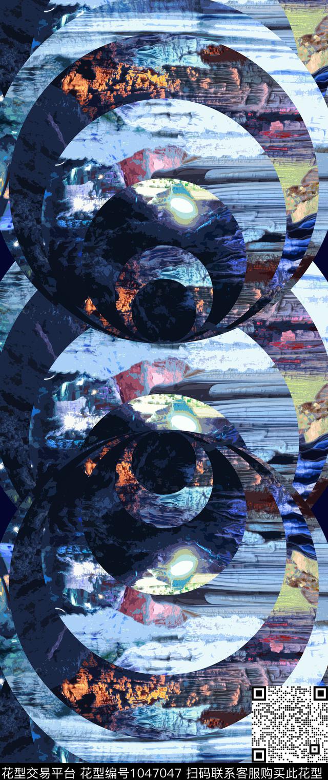 肌理几何长巾数码印花华亿平台下载（图片编号: 1047047） - 瓦栏（Walan）