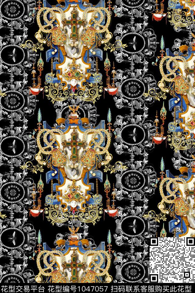 链条休闲几何数码印花华亿平台下载（图片编号: 1047057） - 瓦栏（Walan）