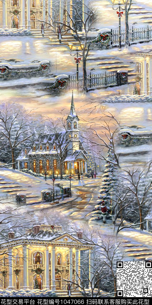 手绘风景手绘建筑淑女数码印花华亿平台下载（图片编号: 1047066） - 瓦栏（Walan）