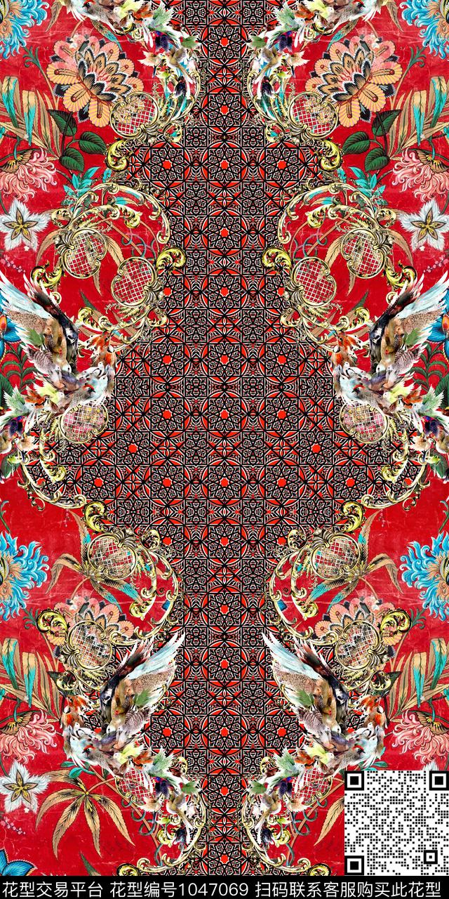 鸟格子休闲数码印花华亿平台下载（图片编号: 1047069） - 瓦栏（Walan）