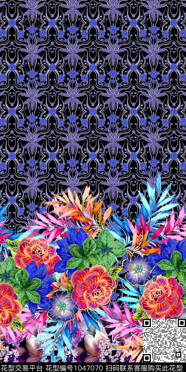 水彩花卉年轻女性手绘花卉数码印花华亿平台下载（图片编号: 1047070） - 瓦栏（Walan）