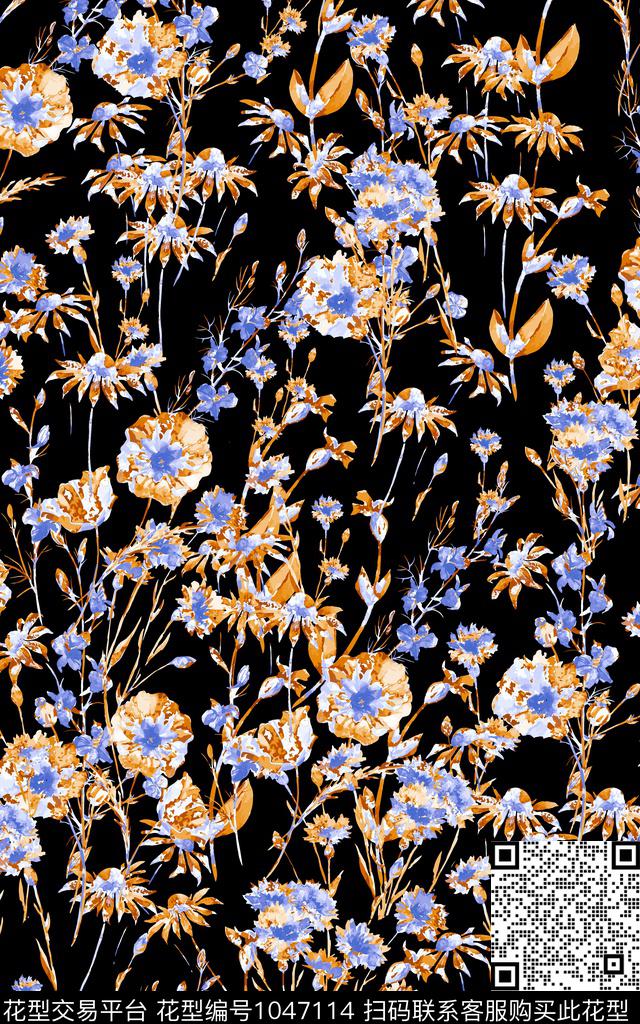 数码华亿平台小碎花花卉数码印花华亿平台下载（图片编号: 1047114） - 瓦栏（Walan）