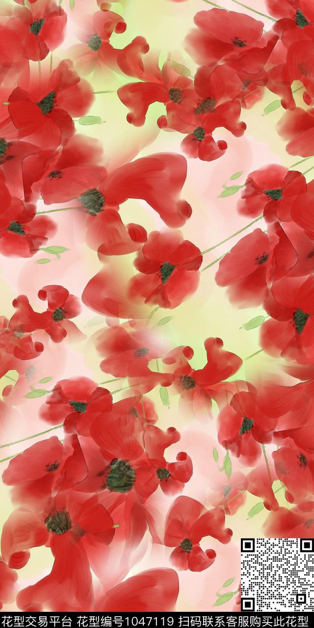 水彩花卉花卉女装数码印花华亿平台下载（图片编号: 1047119） - 瓦栏（Walan）