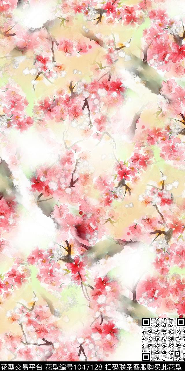 水彩花卉花卉女装数码印花华亿平台下载（图片编号: 1047128） - 瓦栏（Walan）