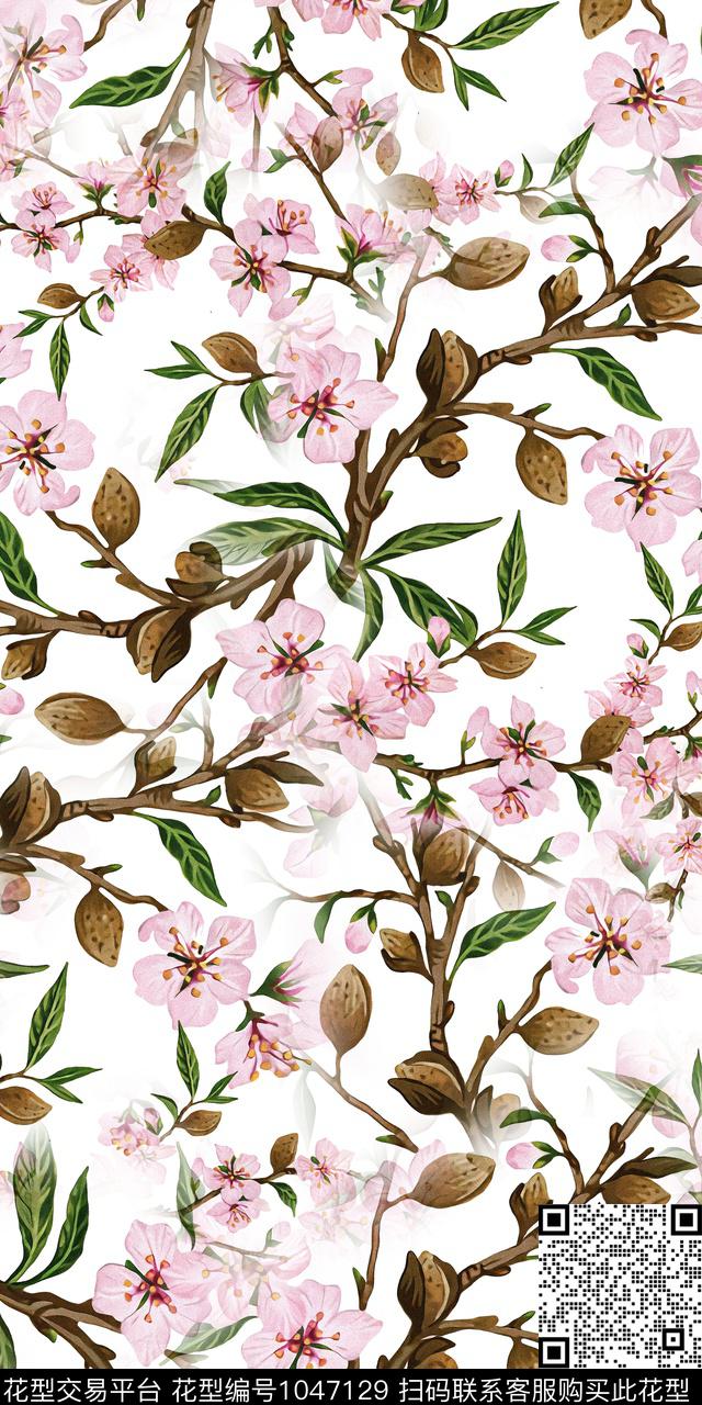 数码华亿平台水彩花卉女装数码印花华亿平台下载（图片编号: 1047129） - 瓦栏（Walan）