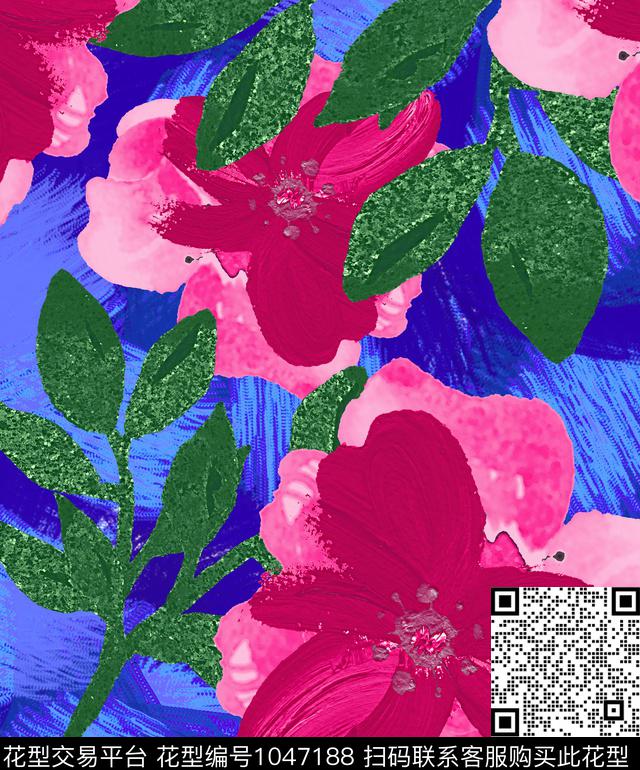 抽象花卉几何数码印花华亿平台下载（图片编号: 1047188） - 瓦栏（Walan）