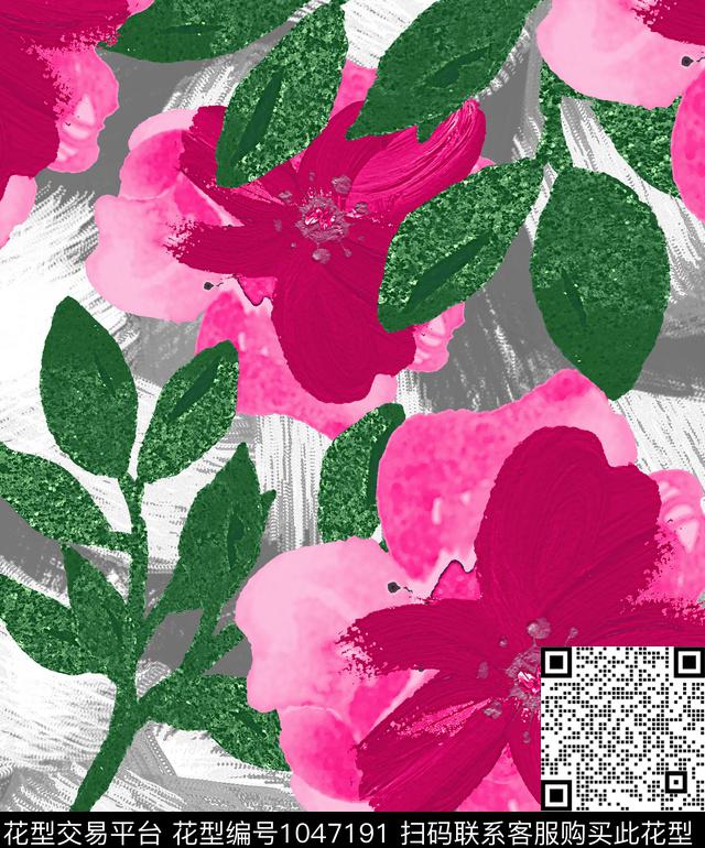 抽象花卉几何数码印花华亿平台下载（图片编号: 1047191） - 瓦栏（Walan）