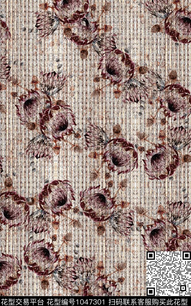 数码华亿平台抽象花卉数码印花华亿平台下载（图片编号: 1047301） - 瓦栏（Walan）
