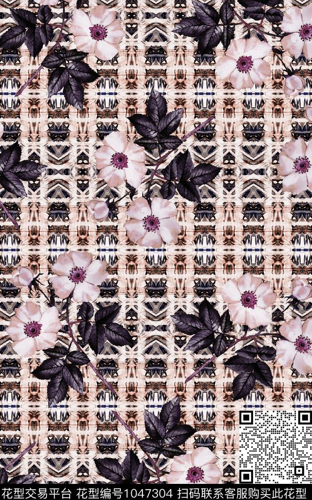 数码华亿平台抽象花卉数码印花华亿平台下载（图片编号: 1047304） - 瓦栏（Walan）