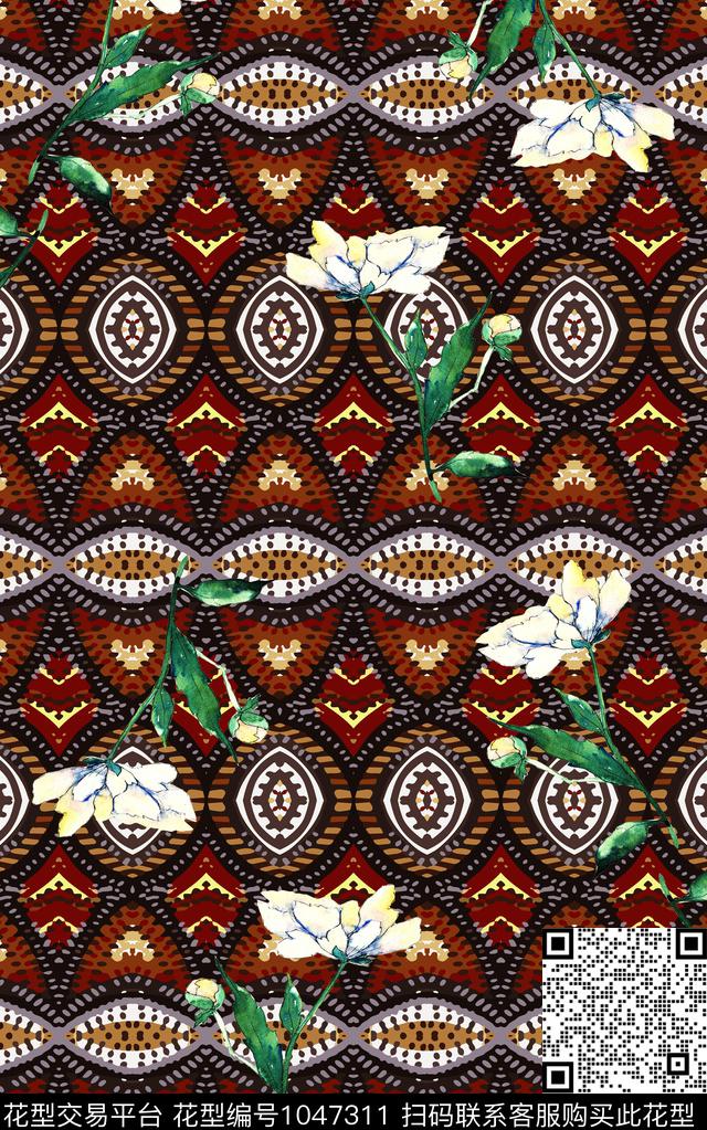 数码华亿平台抽象花卉数码印花华亿平台下载（图片编号: 1047311） - 瓦栏（Walan）
