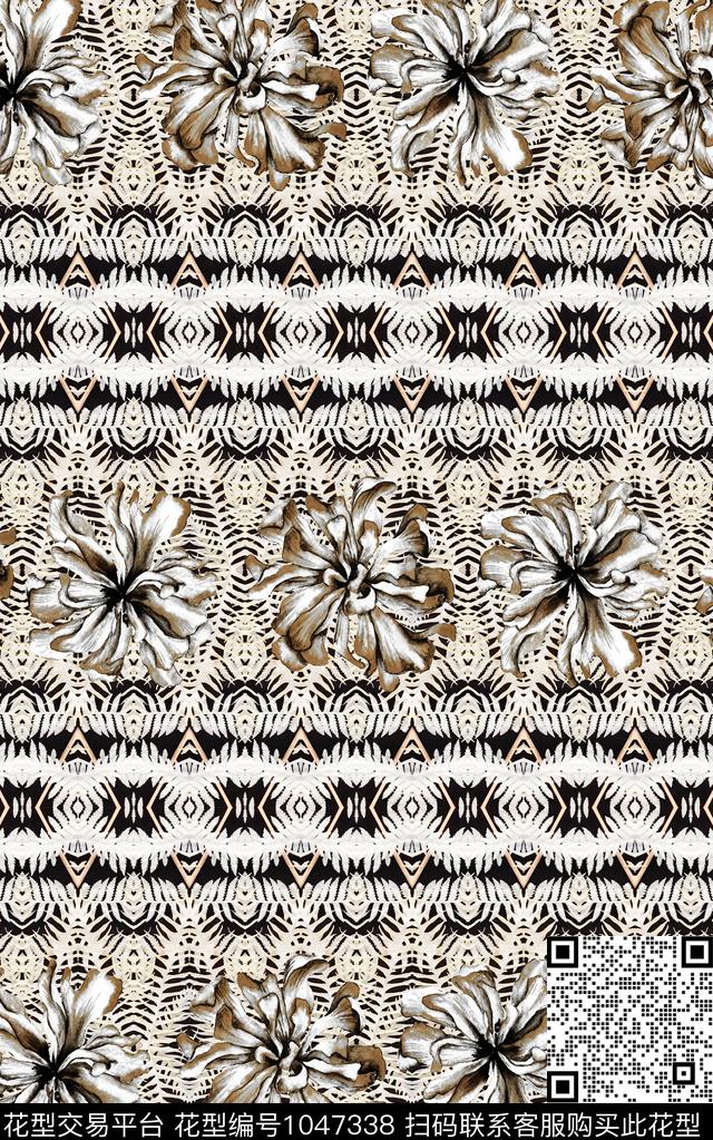 数码华亿平台抽象花卉数码印花华亿平台下载（图片编号: 1047338） - 瓦栏（Walan）