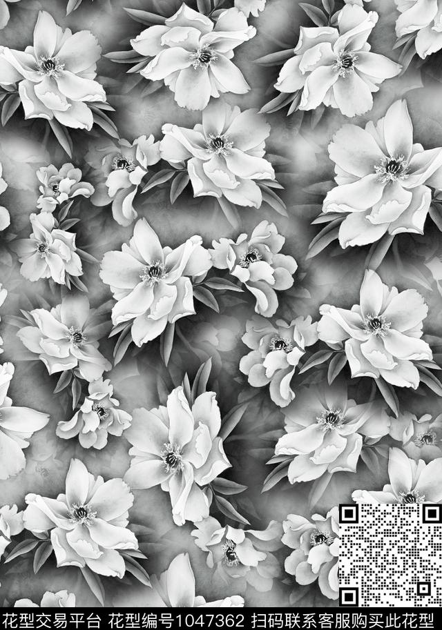 牡丹花卉中国风数码印花华亿平台下载（图片编号: 1047362） - 瓦栏（Walan）