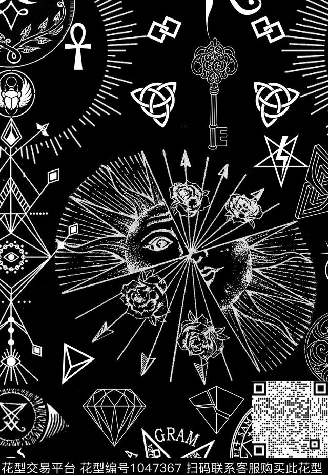 数码华亿平台民族风五角星数码印花华亿平台下载（图片编号: 1047367） - 瓦栏（Walan）