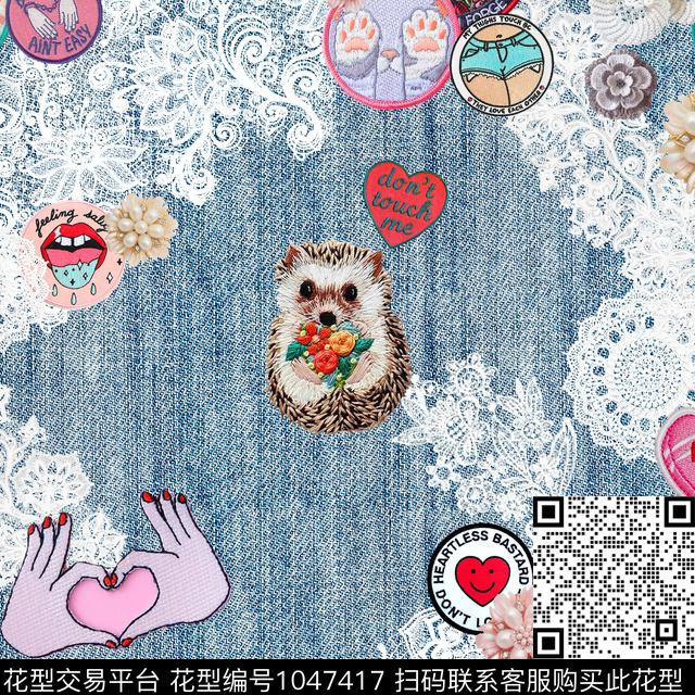 数码华亿平台卡通动物蕾絲数码印花华亿平台下载（图片编号: 1047417） - 瓦栏（Walan）