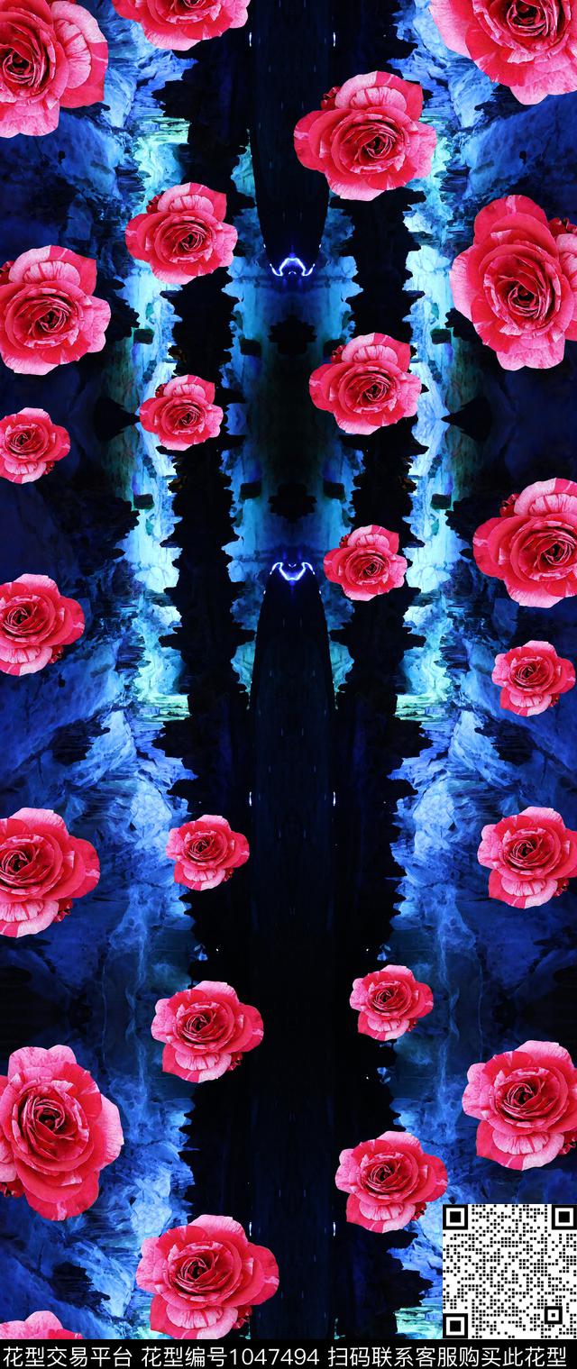 肌理花卉香云纱数码印花华亿平台下载（图片编号: 1047494） - 瓦栏（Walan）