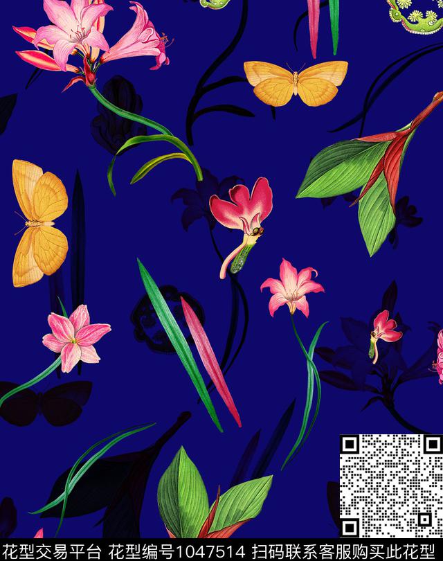 植物手绘花卉花卉数码印花华亿平台下载（图片编号: 1047514） - 瓦栏（Walan）