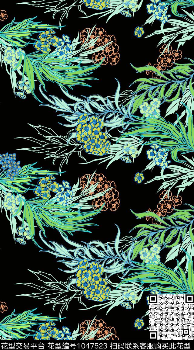 淑女创意花卉传统印花华亿平台下载（图片编号: 1047523） - 瓦栏（Walan）