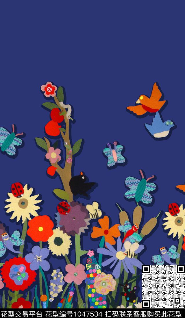花卉贴布定位花数码印花华亿平台下载（图片编号: 1047534） - 瓦栏（Walan）