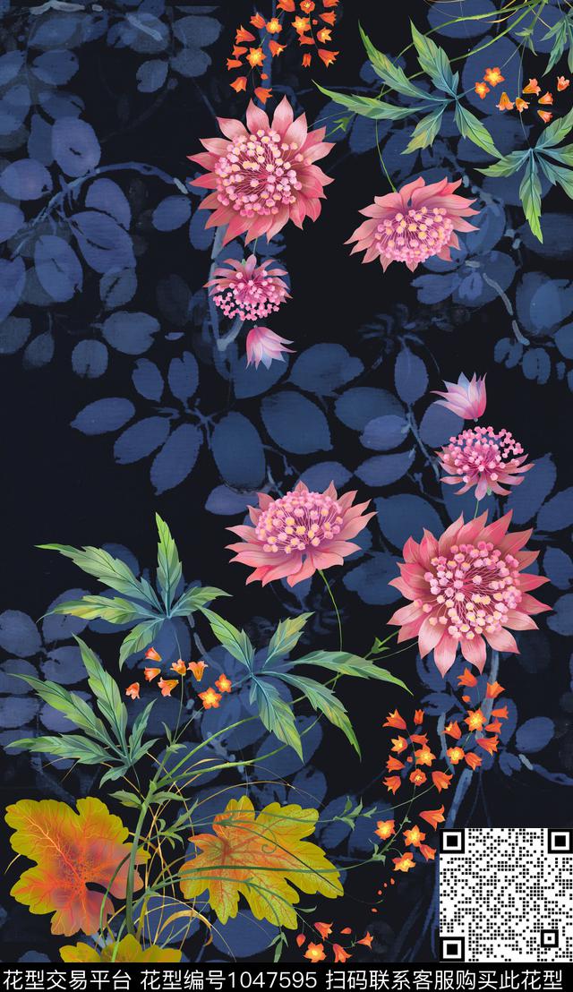 数码华亿平台波西米亚定位花数码印花华亿平台下载（图片编号: 1047595） - 瓦栏（Walan）