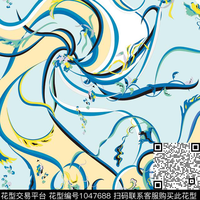 民族风抽象定位花传统印花华亿平台下载（图片编号: 1047688） - 瓦栏（Walan）