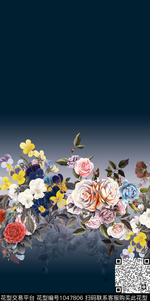 玫瑰花定位花茶花数码印花华亿平台下载（图片编号: 1047806） - 瓦栏（Walan）