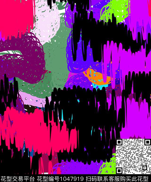 抽象几何混合拼接数码印花华亿平台下载（图片编号: 1047919） - 瓦栏（Walan）