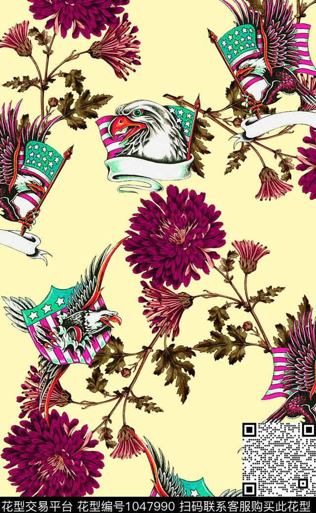 数码华亿平台字母老鹰数码印花华亿平台下载（图片编号: 1047990） - 瓦栏（Walan）