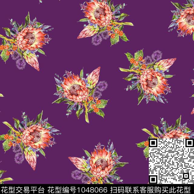 数码华亿平台黑底花卉民族风数码印花华亿平台下载（图片编号: 1048066） - 瓦栏（Walan）