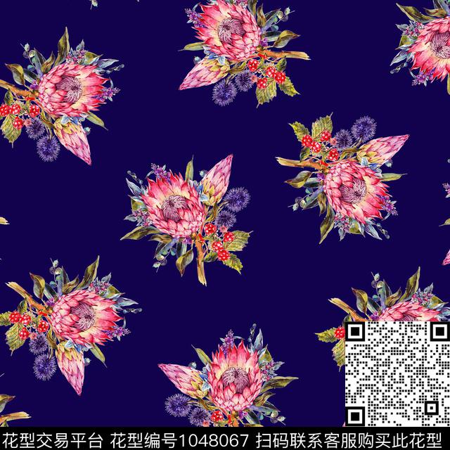 数码华亿平台黑底花卉民族风数码印花华亿平台下载（图片编号: 1048067） - 瓦栏（Walan）