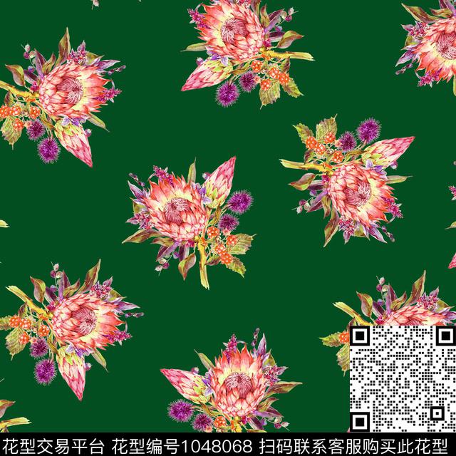 数码华亿平台黑底花卉民族风数码印花华亿平台下载（图片编号: 1048068） - 瓦栏（Walan）