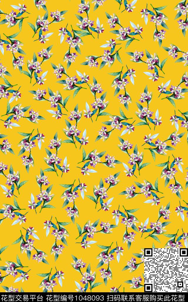 小碎花花卉水彩花卉数码印花华亿平台下载（图片编号: 1048093） - 瓦栏（Walan）