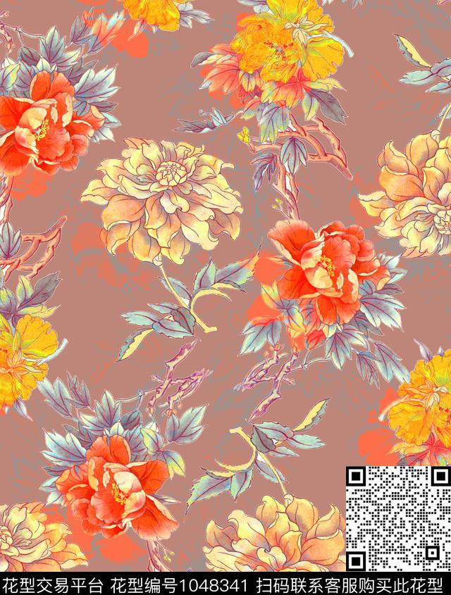 数码华亿平台彩底花卉女装数码印花华亿平台下载（图片编号: 1048341） - 瓦栏（Walan）