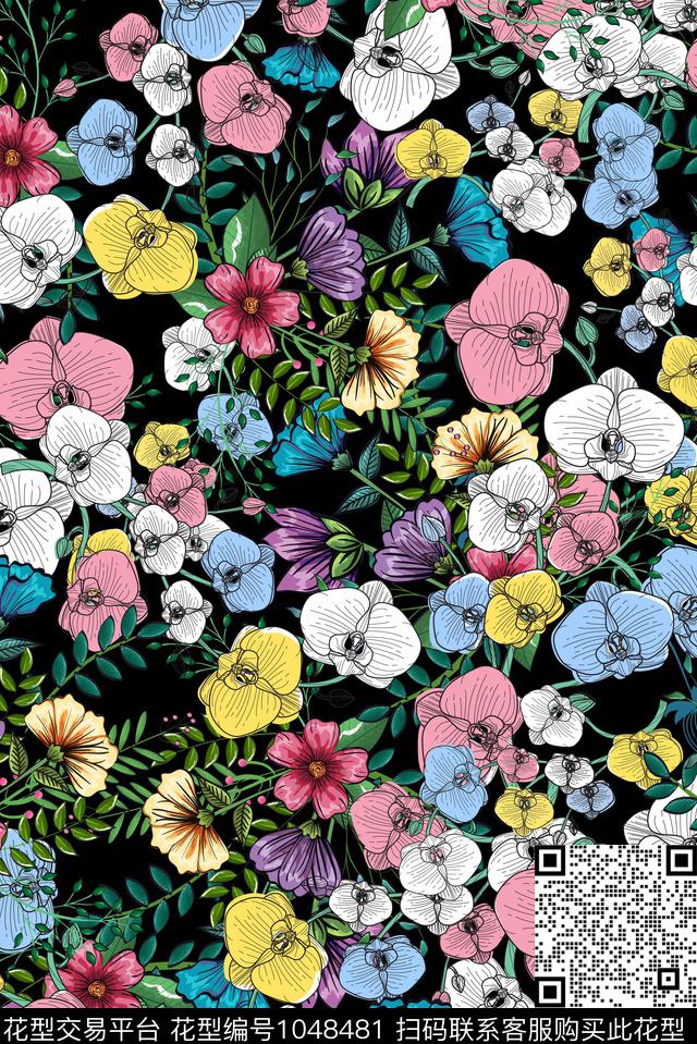 小碎花花卉时尚花数码印花华亿平台下载（图片编号: 1048481） - 瓦栏（Walan）