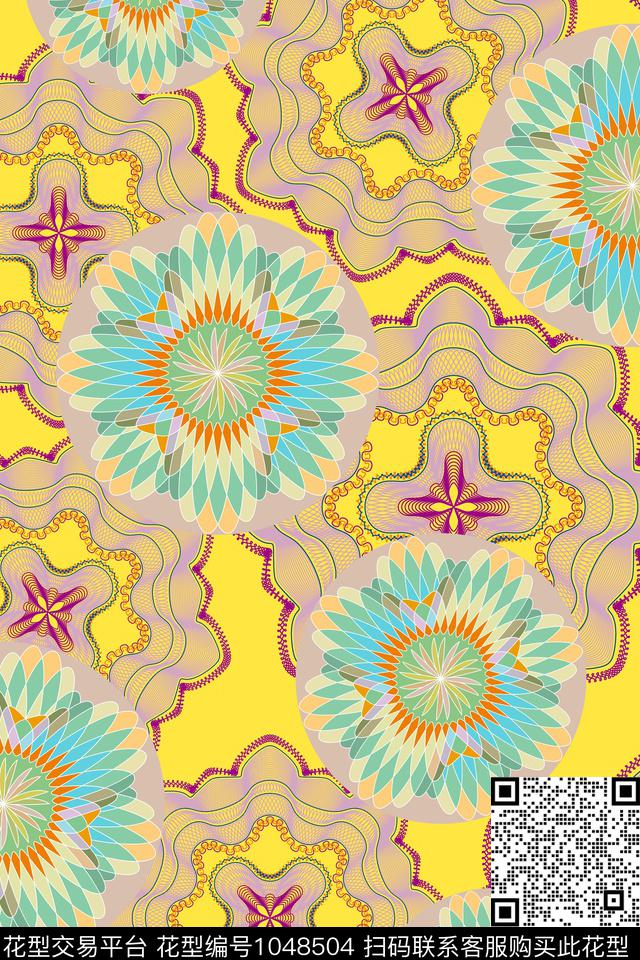 民族风抽象几何传统印花华亿平台下载（图片编号: 1048504） - 瓦栏（Walan）