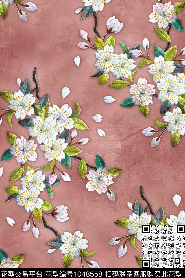 肌理花卉绣花华亿平台数码印花华亿平台下载（图片编号: 1048558） - 瓦栏（Walan）