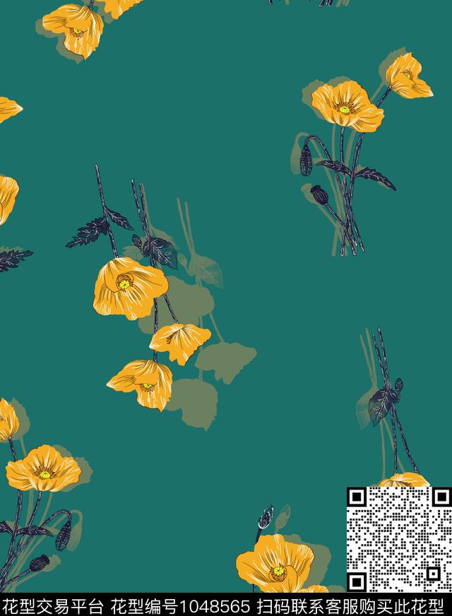 花卉女装罂粟花传统印花华亿平台下载（图片编号: 1048565） - 瓦栏（Walan）