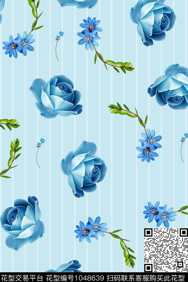 大花条纹数码华亿平台数码印花华亿平台下载（图片编号: 1048639） - 瓦栏（Walan）