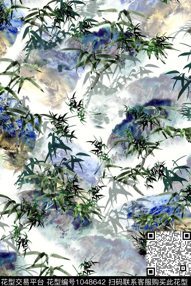 女装竹子中国风数码印花华亿平台下载（图片编号: 1048642） - 瓦栏（Walan）