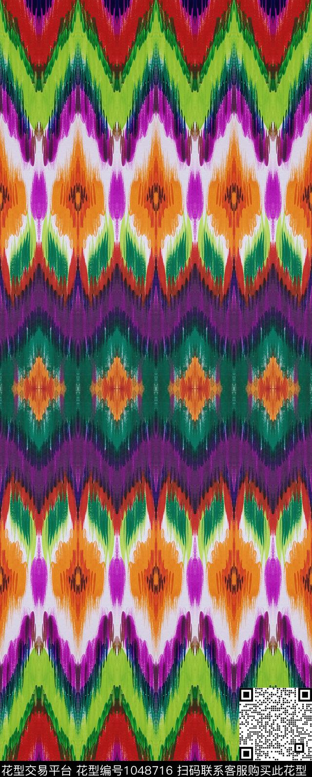 波西米亚民族风纯手绘数码印花华亿平台下载（图片编号: 1048716） - 瓦栏（Walan）