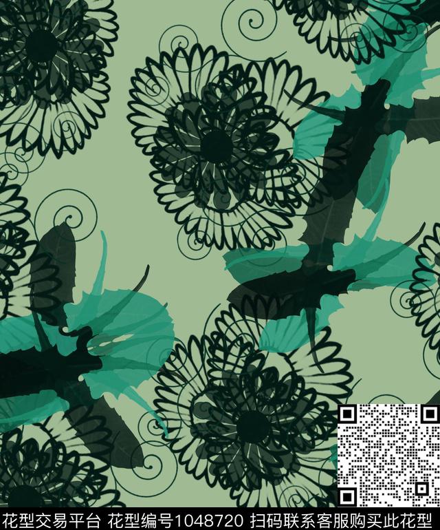 线条抽象几何数码印花华亿平台下载（图片编号: 1048720） - 瓦栏（Walan）