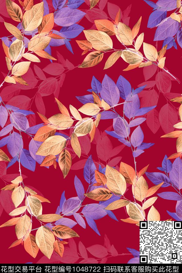 绿植树叶中老年华亿平台真丝雪纺华亿平台数码印花华亿平台下载（图片编号: 1048722） - 瓦栏（Walan）