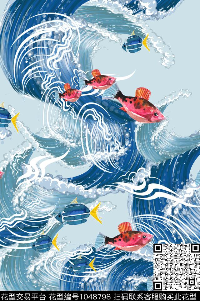 趣味大牌风海浪数码印花华亿平台下载（图片编号: 1048798） - 瓦栏（Walan）