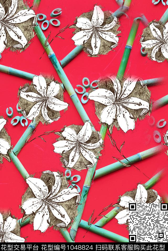 数码华亿平台花卉大牌风数码印花华亿平台下载（图片编号: 1048824） - 瓦栏（Walan）